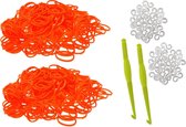 600 Loom Bands met 2 weefhaken en S-clips oranje
