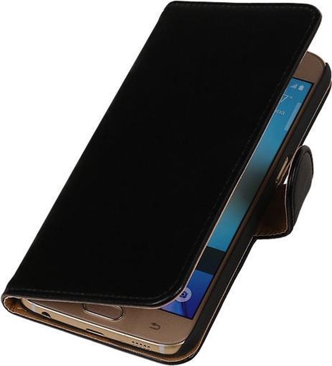 BestCases.nl Zwart Leder Look Booktype wallet hoesje voor Apple iPhone 6 / 6s Plus