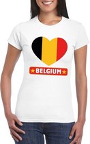 Belgie t-shirt met Belgische vlag in hart wit dames XL