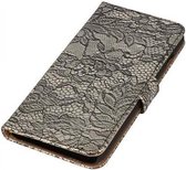 Lace Bookstyle Wallet Case Hoesjes Geschikt voor Huawei Ascend G510 Zwart