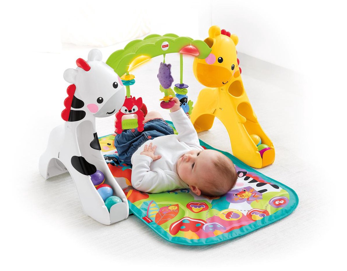 Fisher-Price Regenwoud Muziek en Lichtjes Luxe Gym, babyspeelmat met lichtjes, muziek en kleurrijke tekens, GXC35