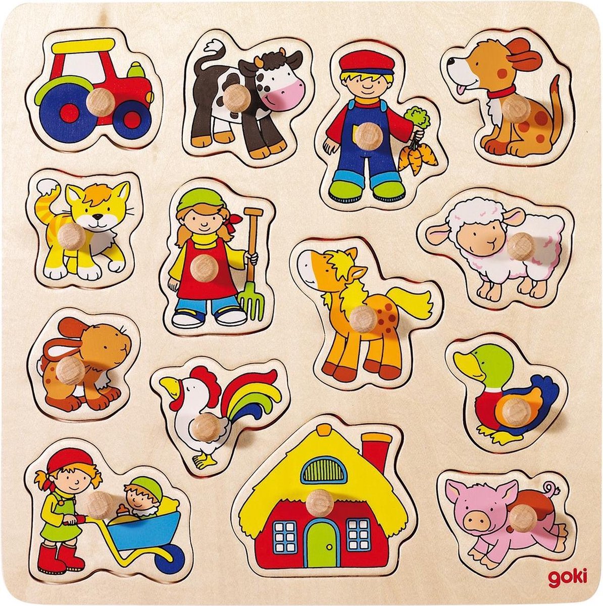Goki Lift out puzzle rooster pig ...