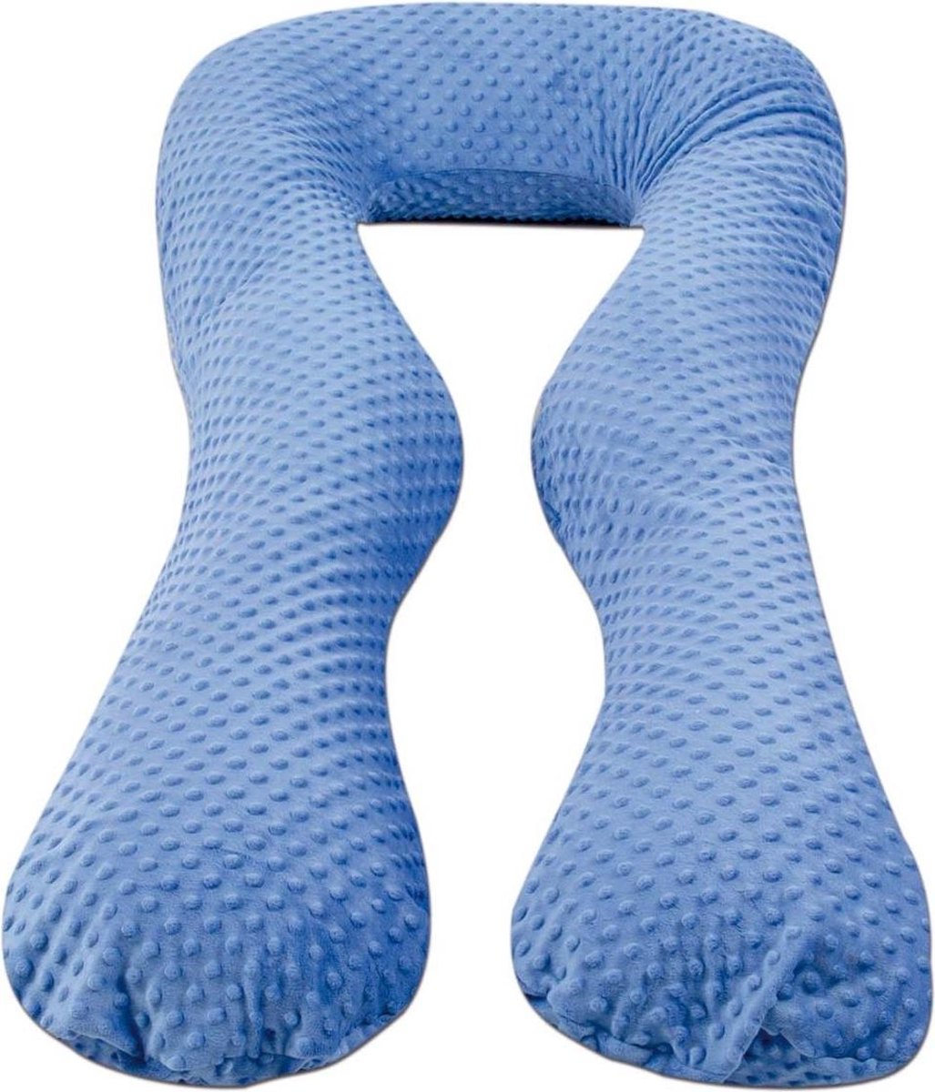 Goedkoopste Zwangerschapskussen - 300 cm - minky dot - blauw