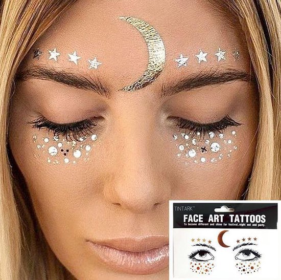 Face Tattoos - Plak tattoo - Body Glitter - Tijdelijke Gezicht Tatoeage -  Festival... | bol.com