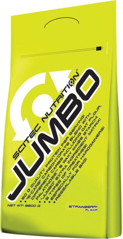 Scitec Nutrition – Jumbo – “JUMBO means BIG! – JUMBO means STRONG!” – Muscle Gainer – zak of emmer – 8800 g – Strawberry – Aardbei