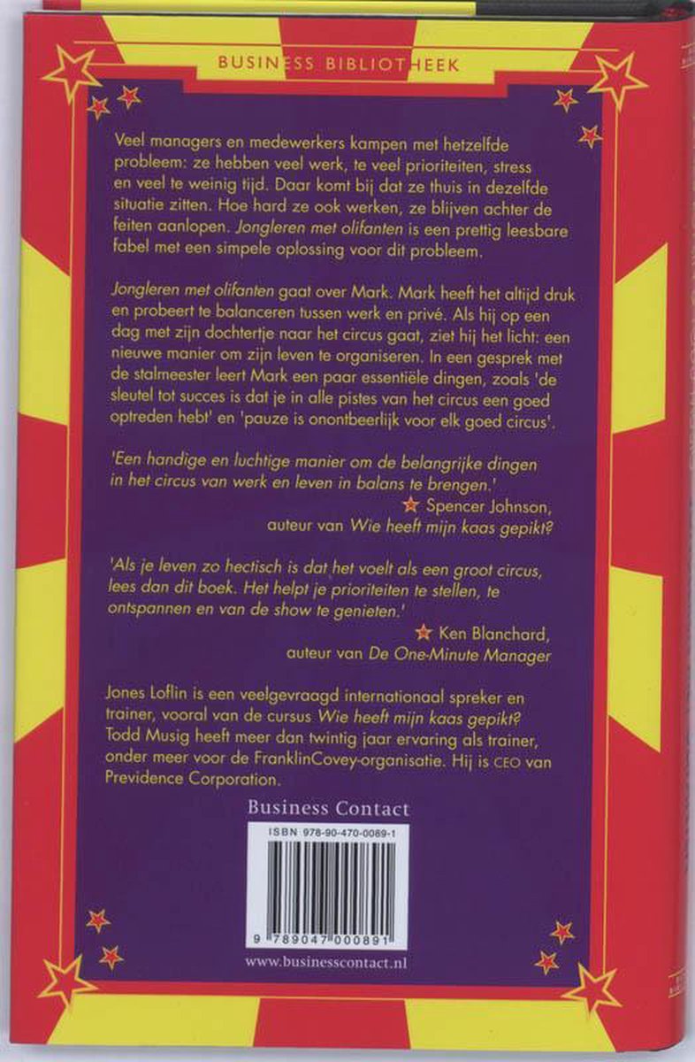 Jongleren Met Olifanten - back cover