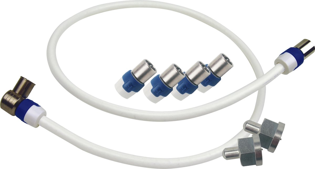 Coaxkabel Coax Male (IEC) - Coax Female (IEC) Recht 0.5 m Wit