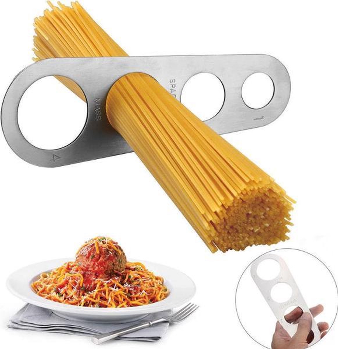 Spaghettimaat - RVS - Pasta afmeten - Spaghetti meter - Spaghettimaatje - Spaghettiverdeler - Universeel - Merkloos
