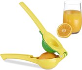 Relaxdays citroenpers handmatig - 2 in 1 limoenpers metaal - stabiele handcitruspers klein