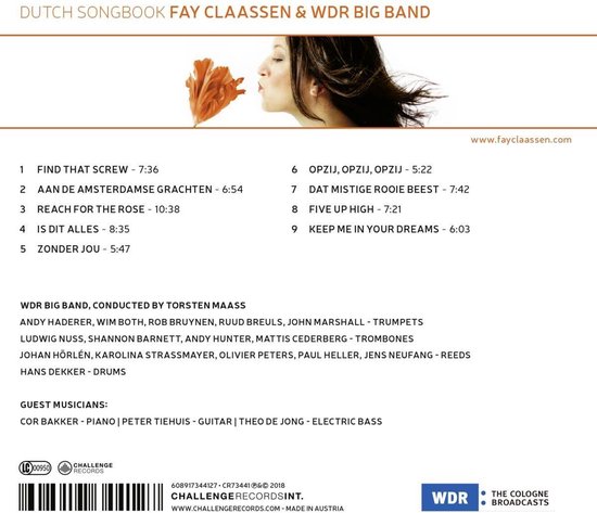 Fay Claassen & WDR Big Band - Dutch Songbook albumhoes met Faye die ruikt aan een oranje tulp.