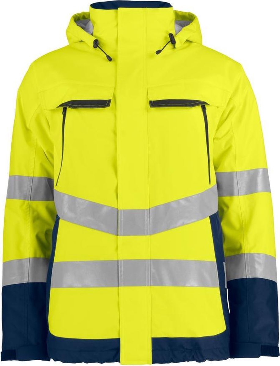 ProJob 6441 GEVOERDE SIGNALISATIE REGENJAS EN ISO 20471 KLASSE 3 646441 /Marine Geel