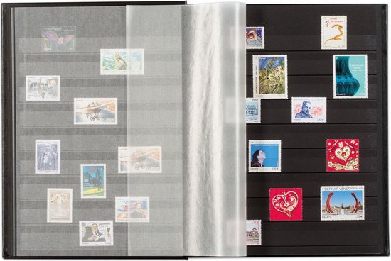 Luxe insteekalbum postzegels Comfort S 64 zwarte bladzijden - zwarte kaft - Leuchtturm