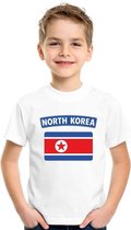 T-shirt met Noord Koreaanse vlag wit kinderen XL (158-164)