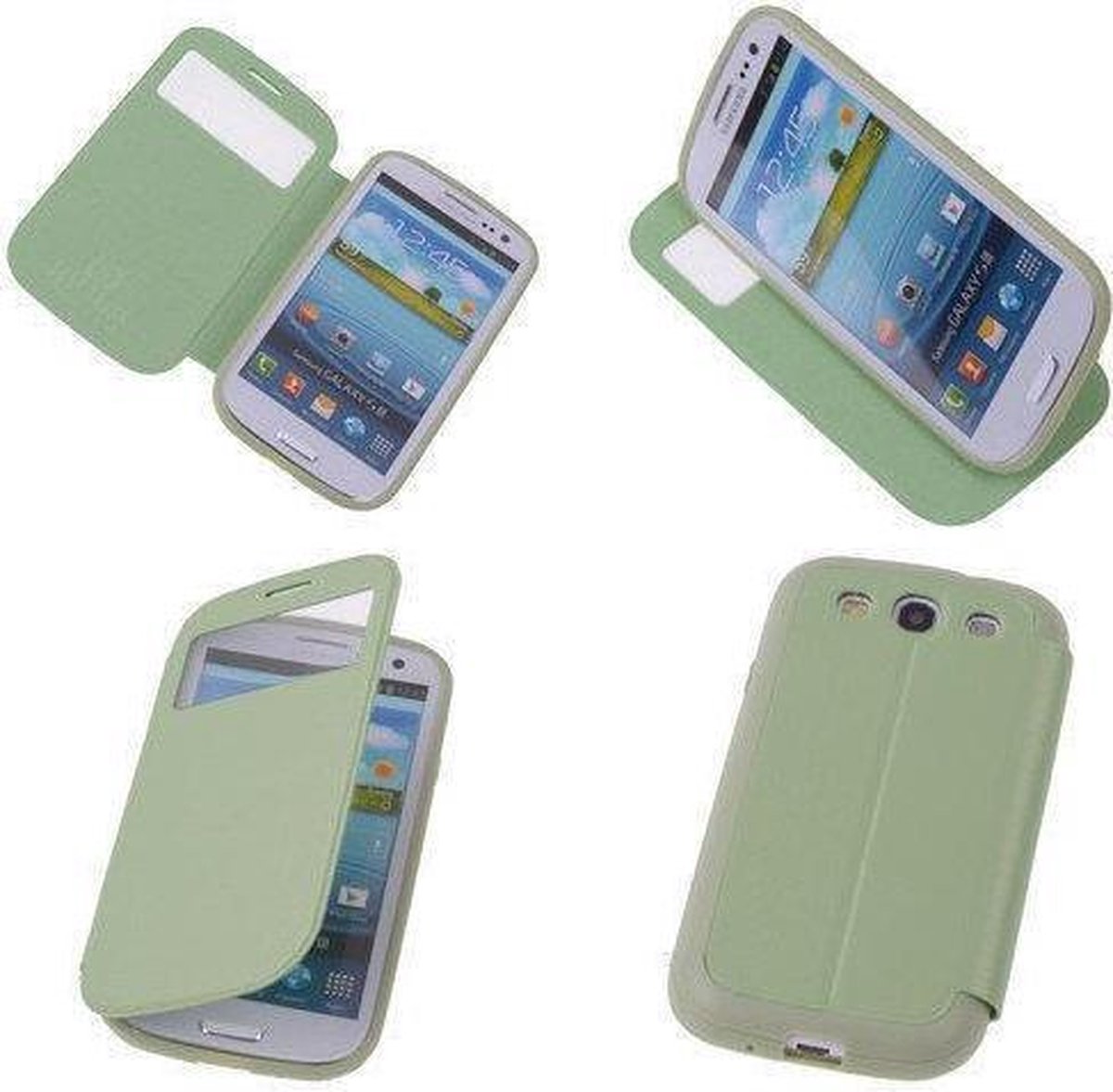 View Cover Groen Samsung Galaxy S3 Stand Case TPU Book-style