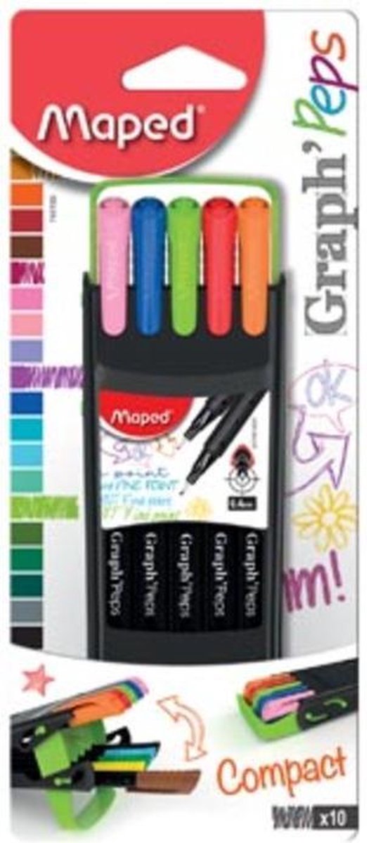 Graph'Peps Compact fijnschrijvers 10-delig - assorti kleuren