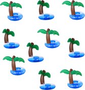 Gift pack 10x inflatable cup holder palmboom | opblaasbare blikjeshouder | blikje houder zwembad | drankje flesje beker houder opblaasbaar