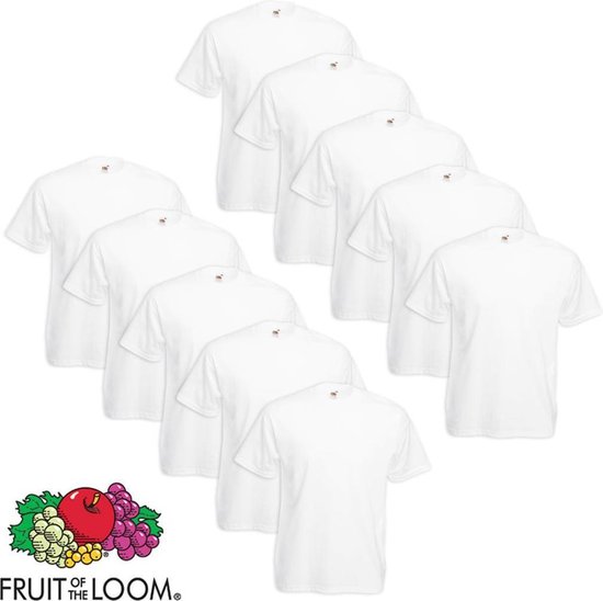 10 x Fruit of the Loom T-shirt de grande taille poids valeur blanc 5XL