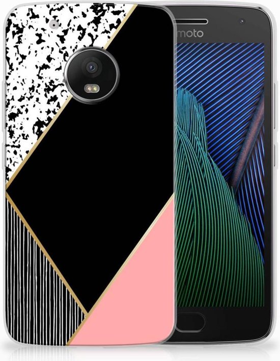 bevroren smaak inhoud Motorola Moto G5 Plus Uniek TPU Hoesje Black Pink Shapes | bol.com