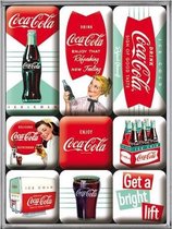 Coca Cola -Diner set magneten 9 stuks, Amerika USA, Metaal