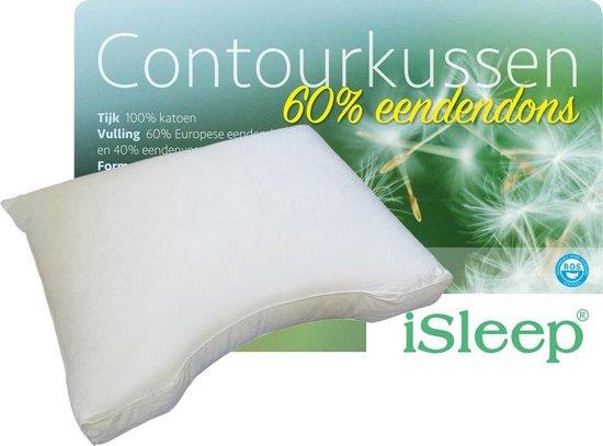iSleep Contourkussen Dons (60% dons) - 60x70 cm - Wit
