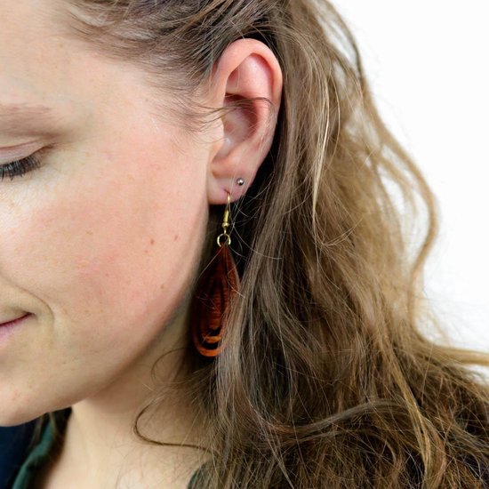 Hoentjen Creatie, Boucles d'oreilles en bois - Ovale acajou petit