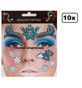 10x Face Art Glitter Sticker / Gezichts Tattoo IJsprinses