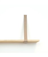 Leren plankdrager XL Taupe - 2 stuks - 120 x 4 cm- Industriële plankendragers XL - extra lang -  met  koperkleurige schroeven