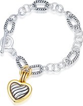 Quiges - Bracelet à maillons avec pendentif coeur doré - UNY007