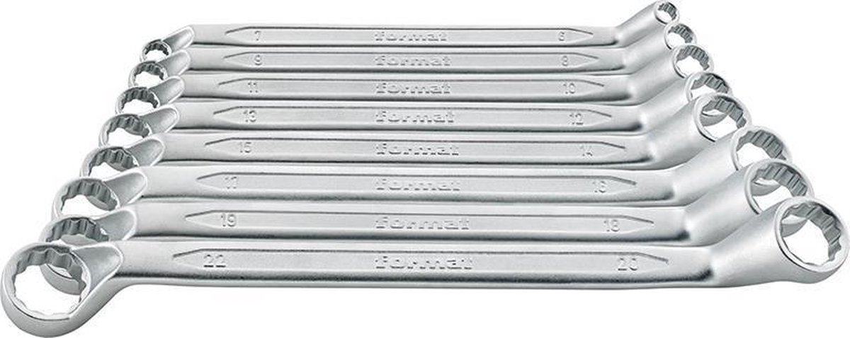 Dubbele ringsleutels CV-staal DIN 838 6-32mm 9-delig FORMAT