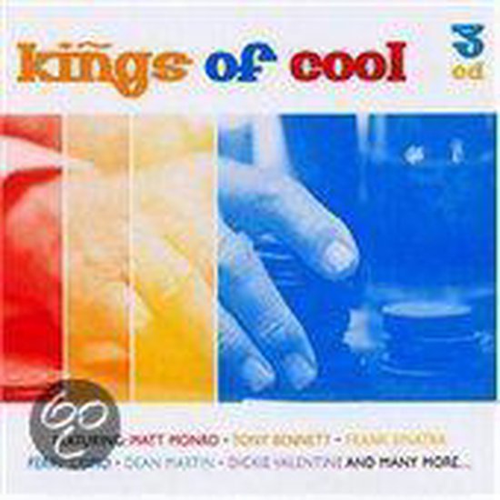 Albumhoes 'Kings of Cool 3 cd' met handen en tekst. Kleuren rood, oranje, geel en blauw.