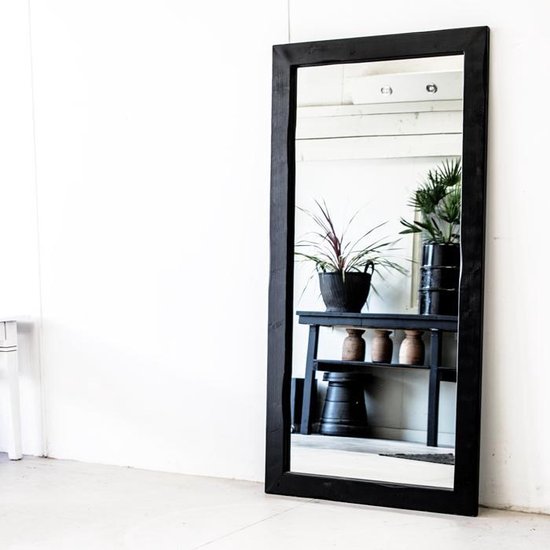 - Exclusives - spiegel houten lijst zwart - 180x100 - spiegels XL - staand en ophangbaar - Merkloos