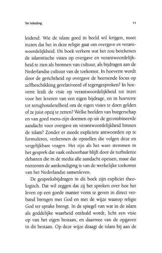 Tekstpagina met Nederlandse tekst over de rol van religie en verantwoording in het boek.