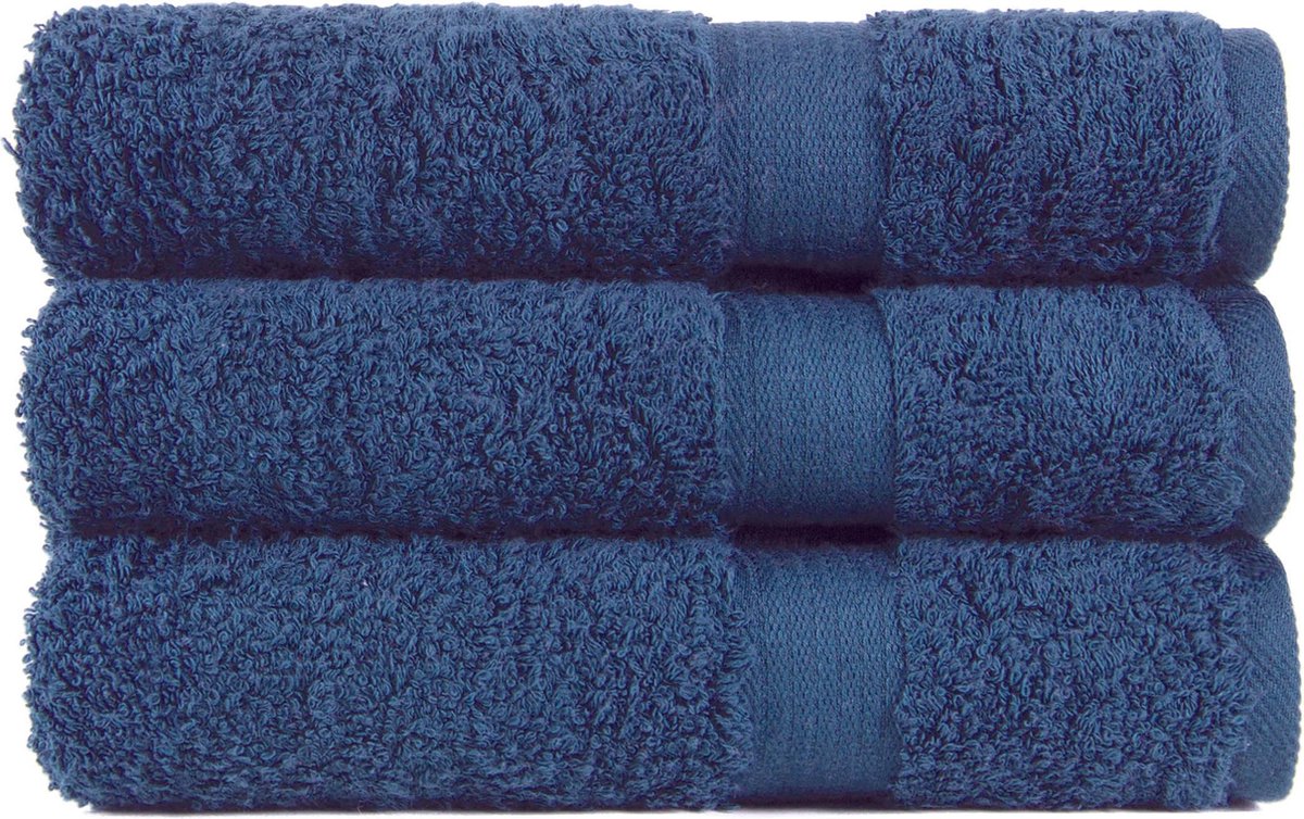 Handdoek 50x100 cm Luxor Uni Topkwaliteit Indigo Blue col 335 - 4 stuks