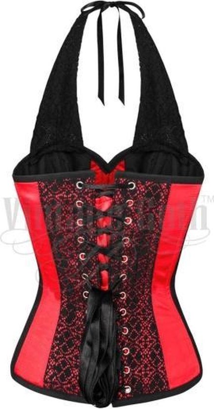 Halter corset met stalen baleinen-rood/zwart- maar XL | bol.com