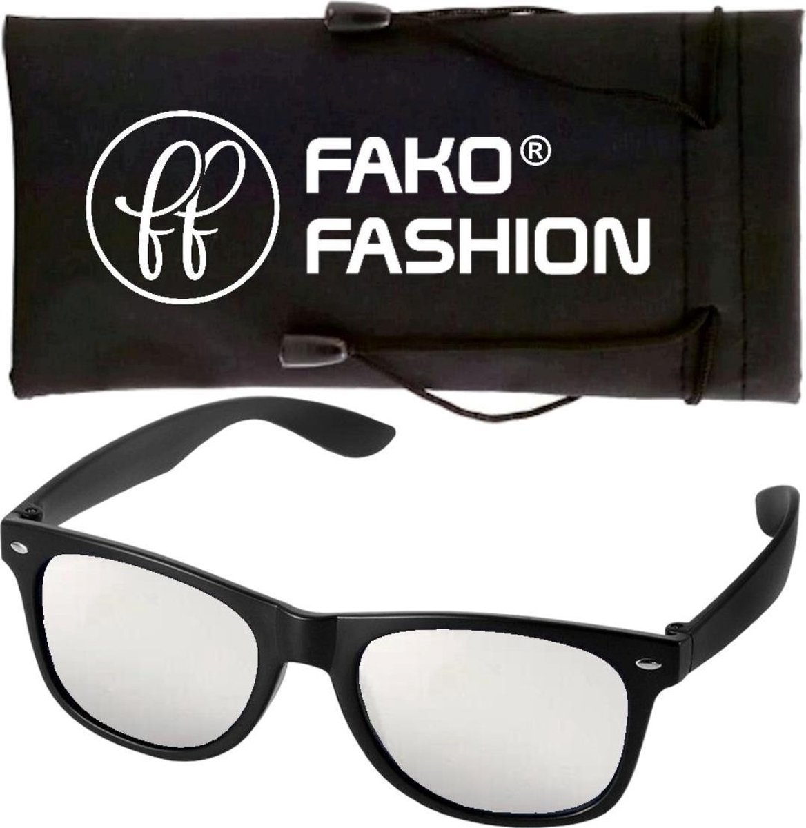 Fako Fashion® - Zonnebril - Mat Zwart - Spiegel Zilver