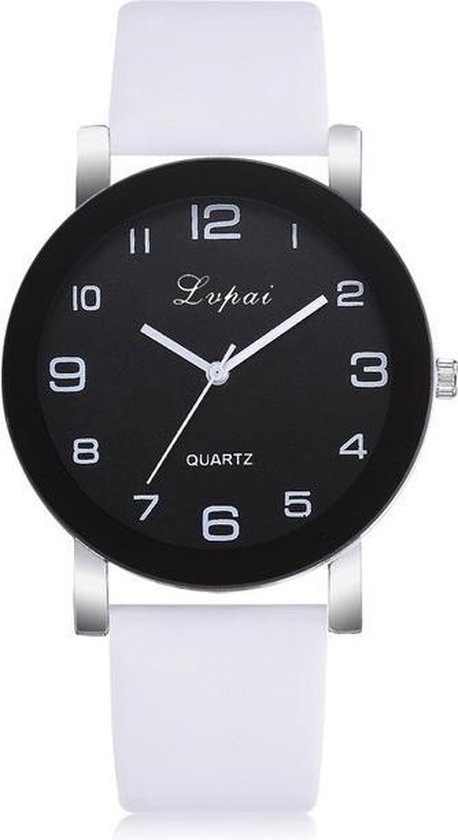 LVPAI Quartz Horloge | Wit & Zwart | PU Lederen Band | Ø 35 mm | Fashion Favorite
