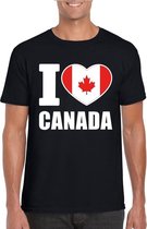 Zwart I love Canada fan shirt heren S