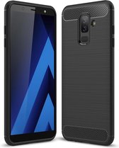 Armor Brushed TPU Back Cover - Samsung Galaxy A6 Plus (2018) Hoesje - Zwart