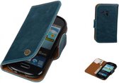 MP Case Blauw Kunstleer booktype vintage  hoesje Samsung Galaxy S3 Mini
