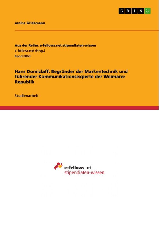 Hans Domizlaff. Begründer der Markentechnik und führender  ... - cover