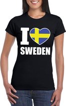 Zwart I love Zweden fan shirt dames XL