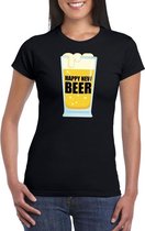 Fout oud en nieuw t-shirt Happy New Beer / Year zwart voor dames XS