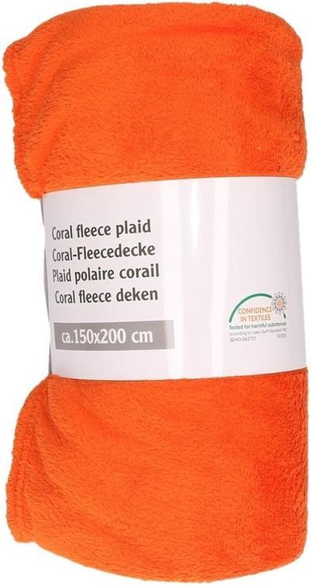 Oranje fleece deken - x 200 cm - plaid | bol.com