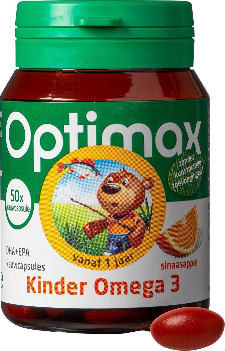 Optimax Kinder Omega3 Sinaasappel 50 Kauwtabletten