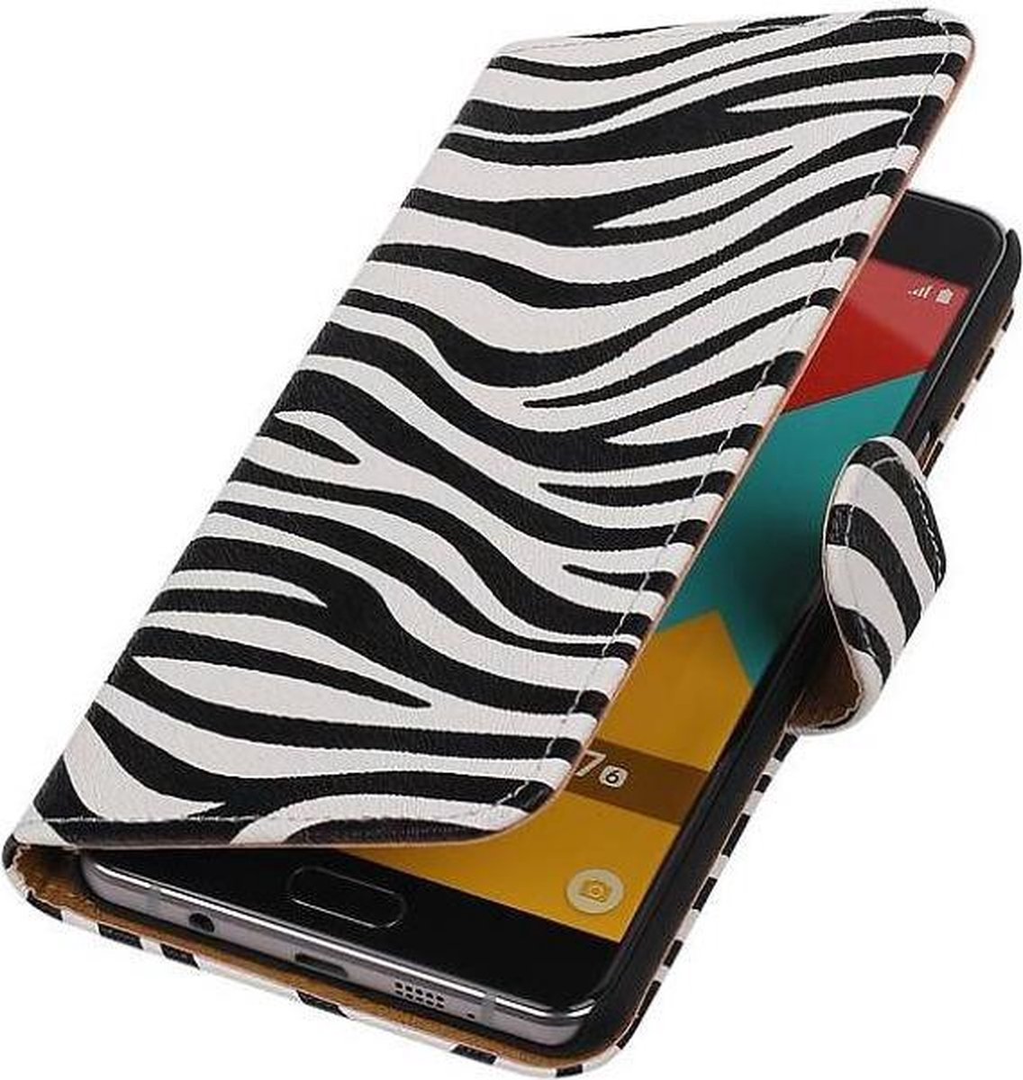 Zebra Bookstyle Hoes Geschikt voor Samsung Galaxy A7 (2016) A710F Wit