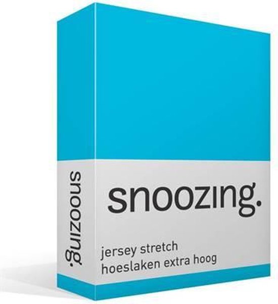 Snoozing Jersey Stretch - Hoeslaken - Extra Hoog - Eenpersoons - 70/80x200/220 cm - Turquoise