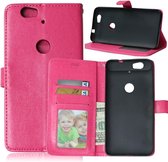 Premium pu wallet book case Huawei Nexus 6P roze