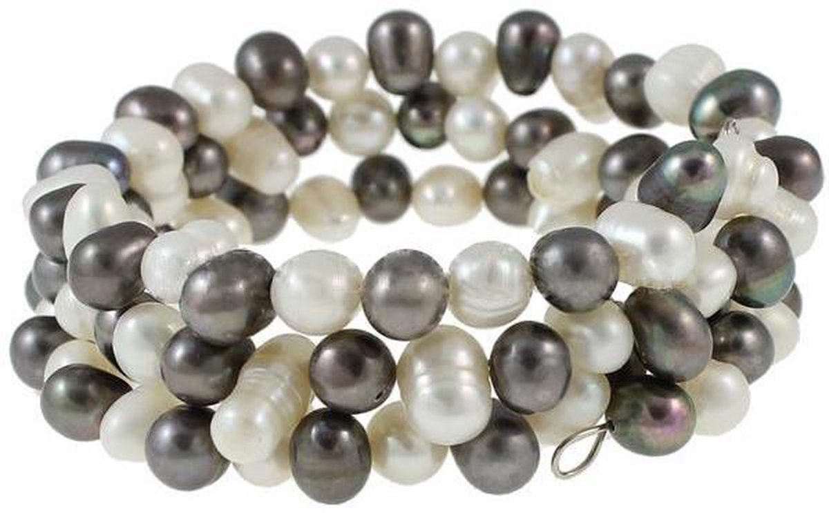 COAI Damesarmband met natuurlijke hardsteenkristallen en zoetwaterparel, 18 3 cm, Steen, Toermalijn