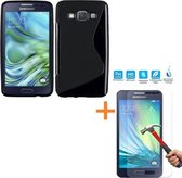 Comutter Silicone hoesje Samsung Galaxy A5 2015 zwart met tempered glas screenprotector