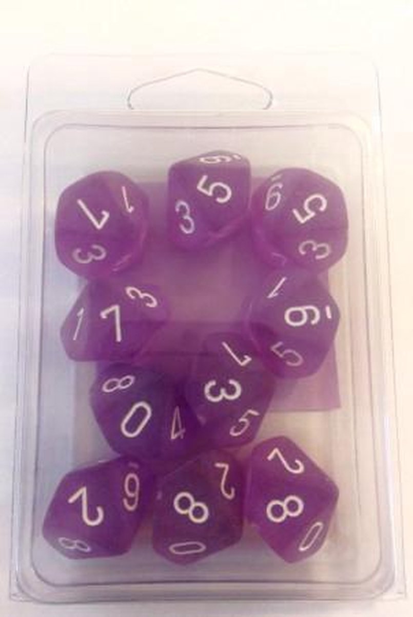 gebrek ding Slechte factor 10 Zijdige Dobbelsteen Frosted Purple White (10 stuks) D10 Dice | Games |  bol.com